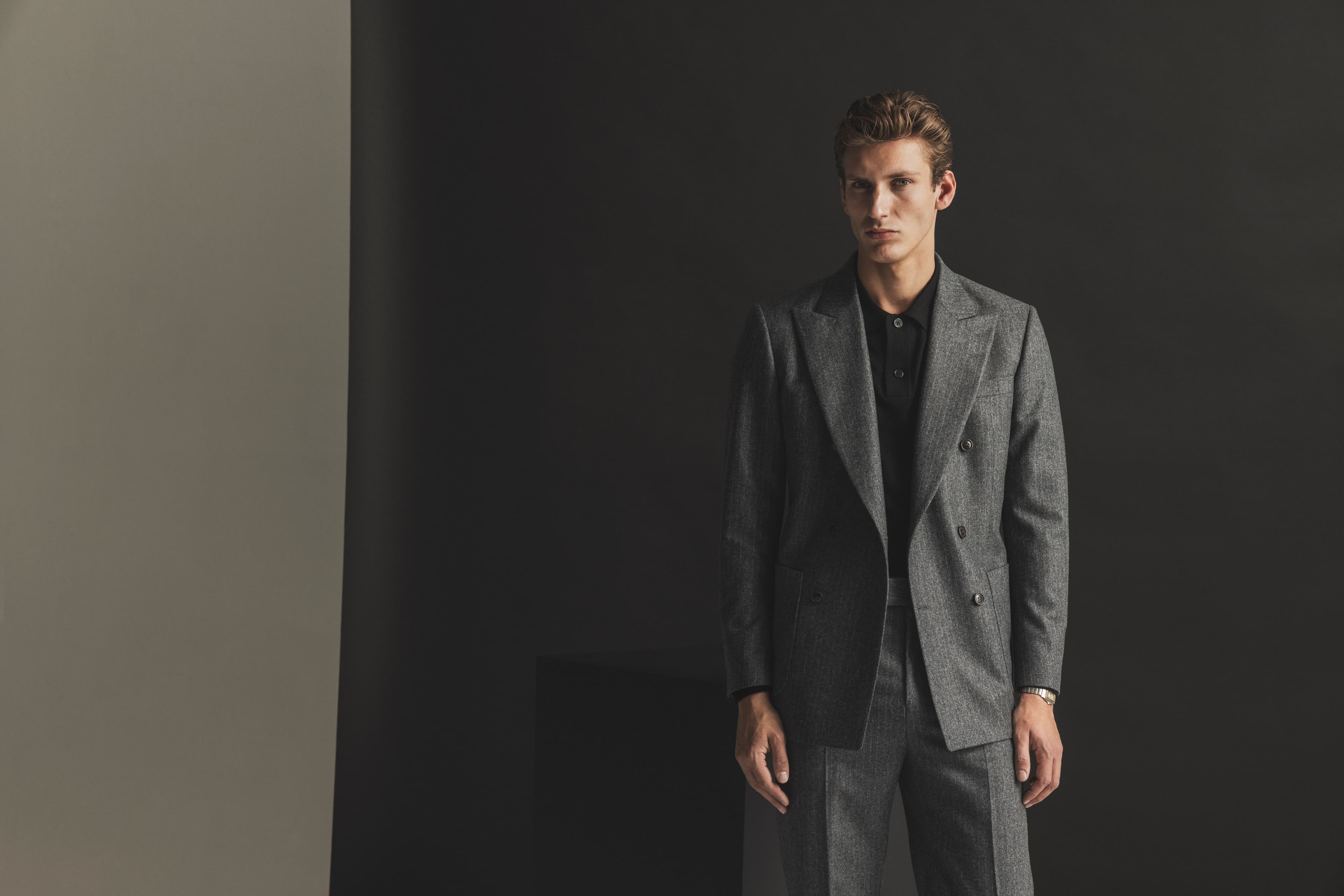 Editorial menswear image used to break up the retail media article.