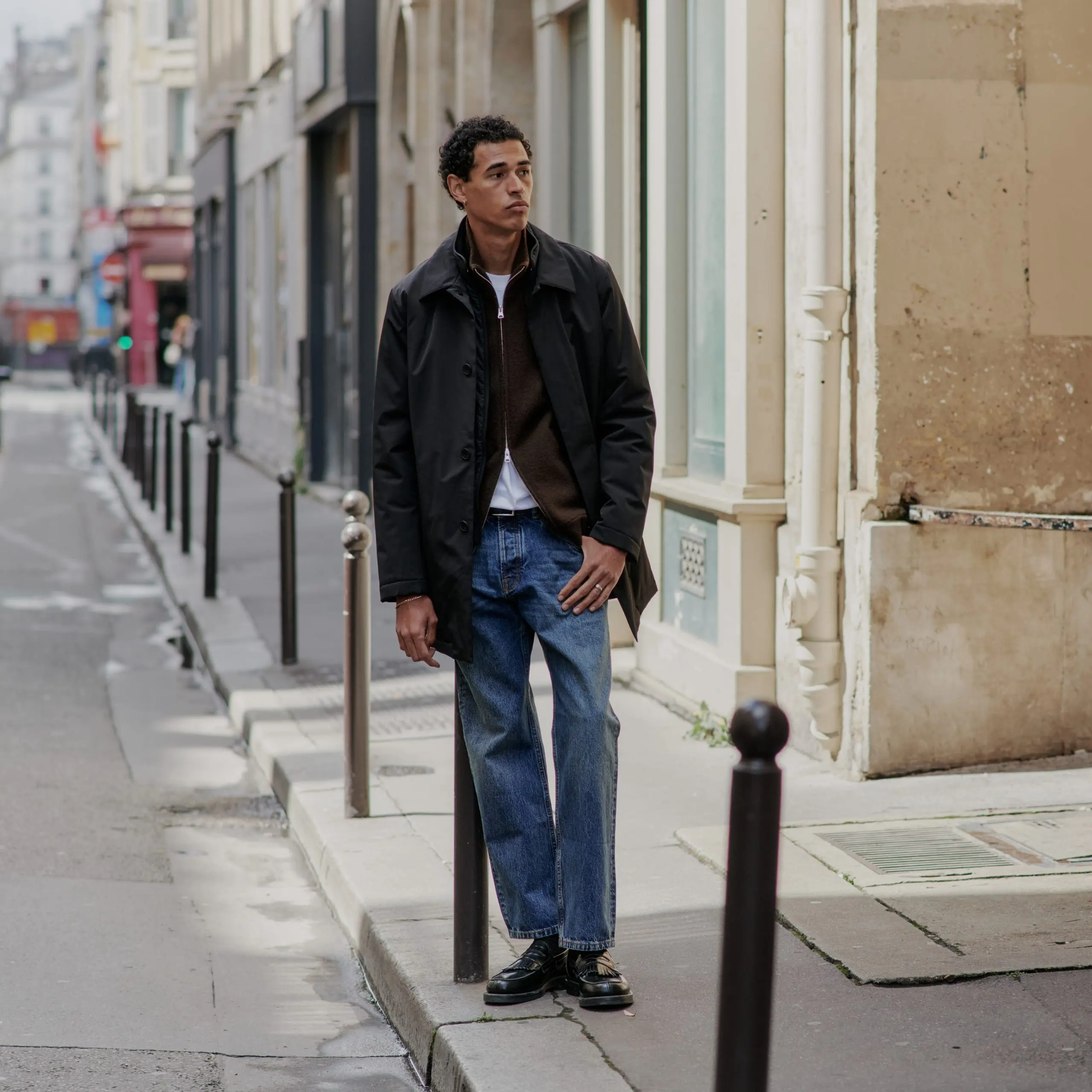 Premium menswear campaign image for the NN07 strategy section.